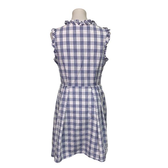 Be By Chetta B Womens Size 10 Plaid Sleeveless Ruffled Side Zip Fit Flare Dress - Picture 4 of 7